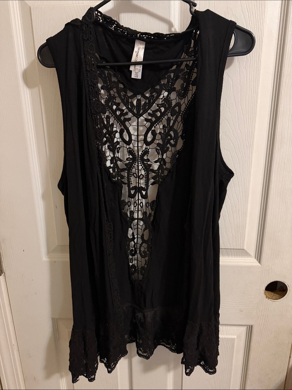 Black Crochet-Back Sleeveless Shrug